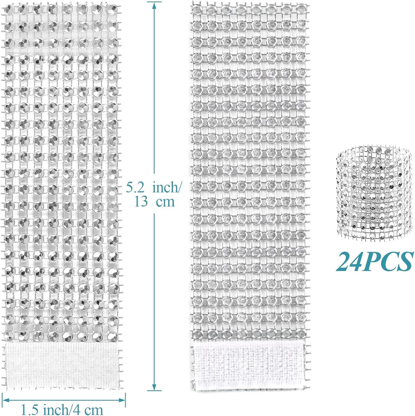 24Pack Napkin Rings, Silver Napkins Rings Plastic, Silver Napkin Holders for Anniversary, Birthday, Parties, Weddings and Dinners