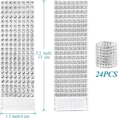 24Pack Napkin Rings, Silver Napkins Rings Plastic, Silver Napkin Holders for Anniversary, Birthday, Parties, Weddings and Dinners