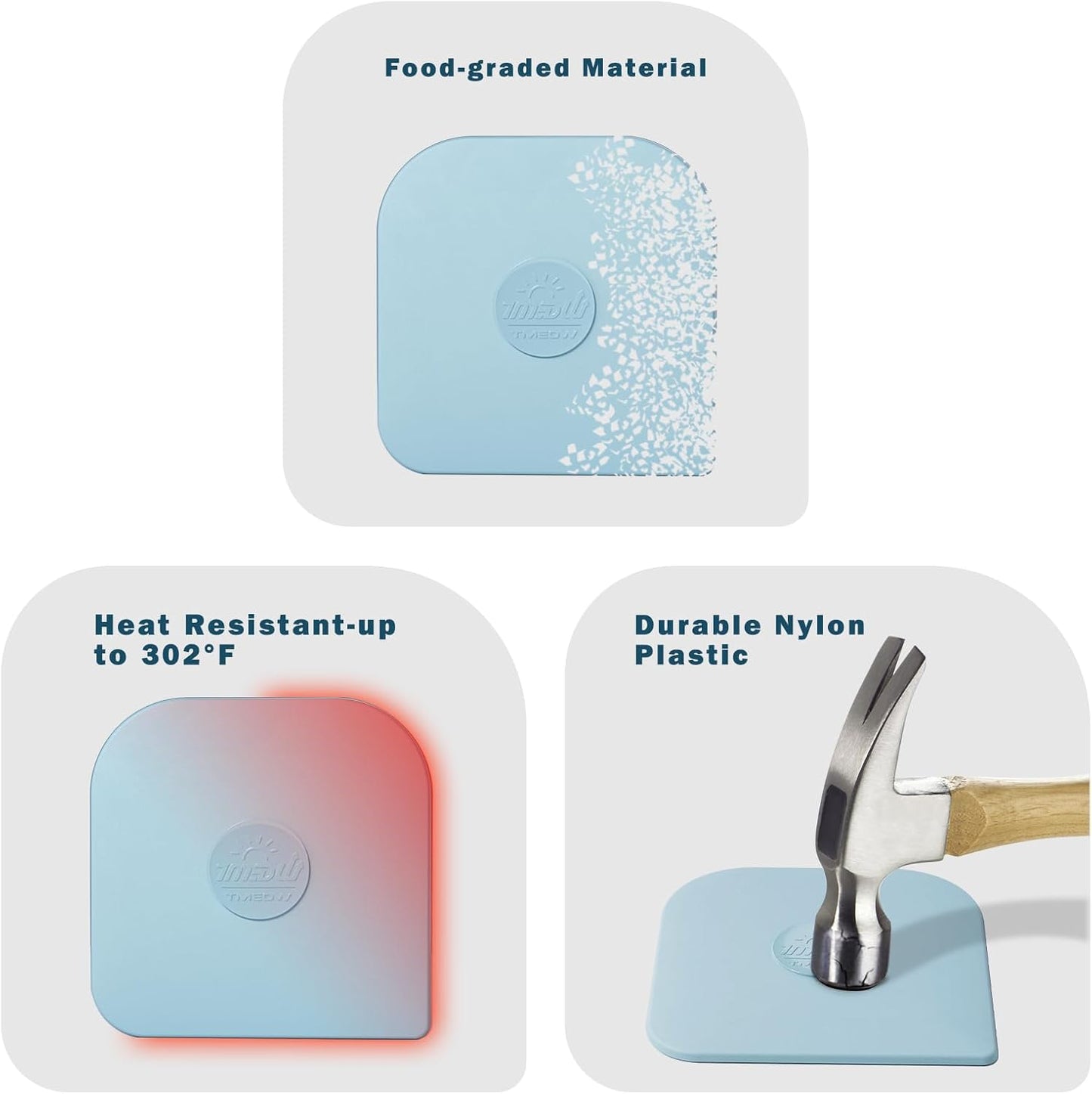 10 Pcs Pan and Pot Scraper-Aqua, Nylon Silicone 2 in 1 Kitchen Dish Scraper