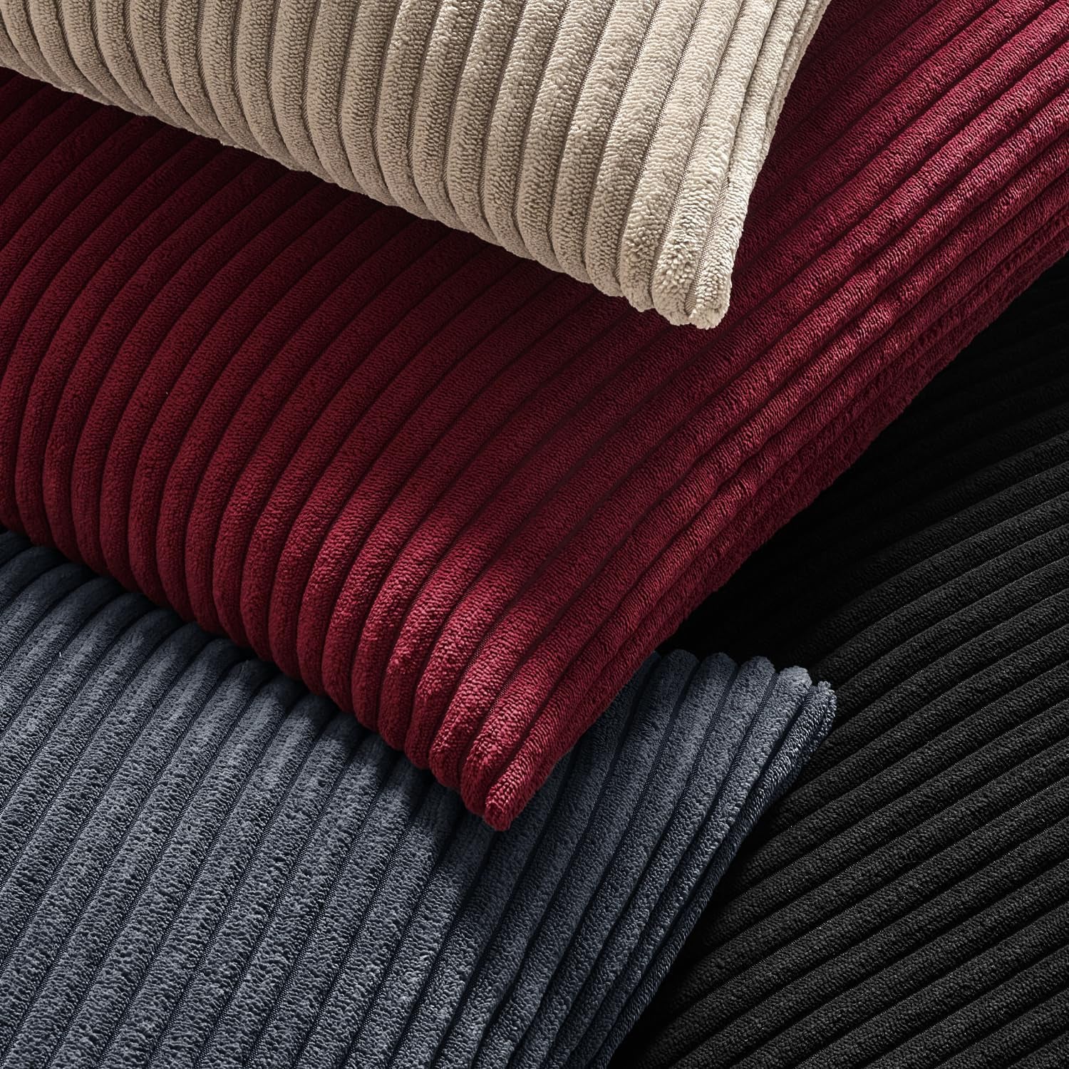 Winter Pack of 2 Corduroy Soft Soild Decorative Square Christmas Throw Pillow Covers Cushion Cases Pillow Cases for Couch Sofa Bedroom Car 18 X 18 Inch 45 X 45 Cm Burgundy