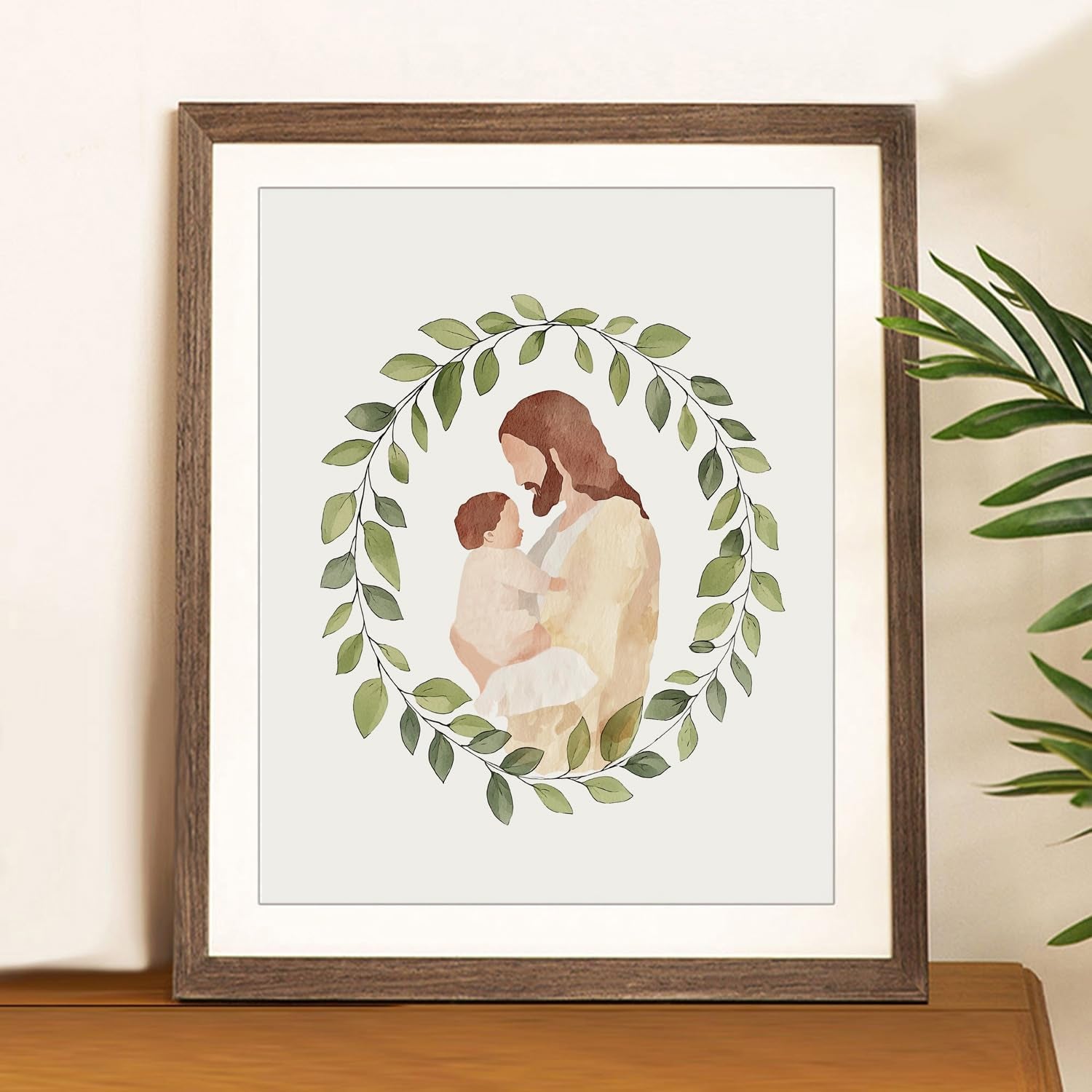 Miscarriage Baby Loss Watercolor Print, Jesus Christ Holding Gender Neutral Baby, Miscarriage Art, Miscarriage Keepsake, Baby Loss Gift, Baby Loss Sympathy Gift (5 X 7 Inches)