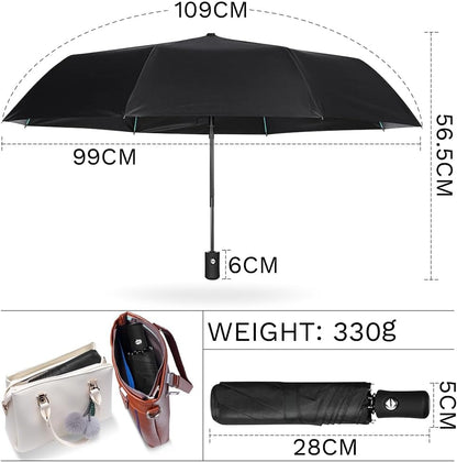 Compact Travel Umbrella, Automatic Folding Windproof 8 Ribs, Lightweight Small Portable Parasol for Rain & Sun with UV Protection, Fits Car, Backpack, Purse, Men & Women