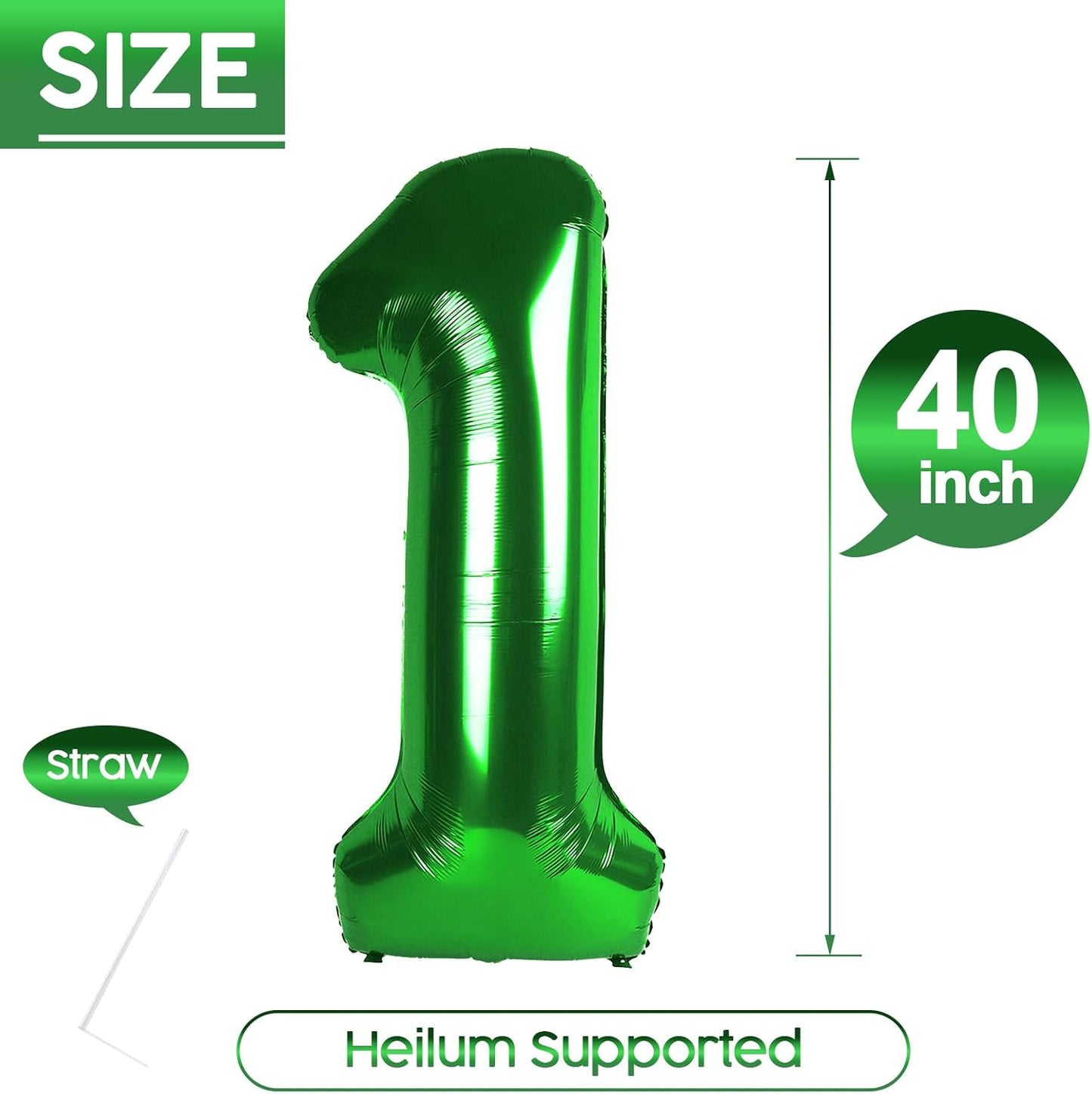 1 Balloon - Dark Green Birthday Number Balloons, 40 Inch Large Foil Balloons for Men Women Boys Girls Dark Green Themed Birthday Decorations