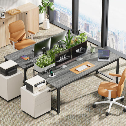 63 x 24 Inch Heavy-Duty Computer Desk with Power Outlets & USB-C, Enhanced Desktop Thickness, Sturdy Metal Frame, Ideal for Home Office and Gaming, Grey Finish