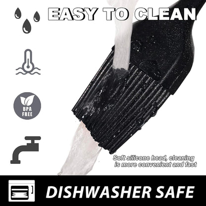 2 Pack Silicone Basting Pastry Brushes - Heat Resistant Brush with Soft Bristles, Hygienic One-Pieces Design, Marinade Brush Great in Baking for Spreading Oil Butter Sauce BBQ Grill (Black)