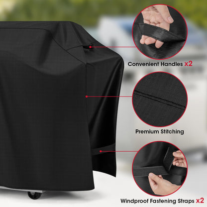 Grill Cover 55 Inch, BBQ Cover for Outdoor Grill, Unique Waterproof Vinyl Exterior with Polyester Lining, Compatible with Weber Char-Broil Nexgrill Bbqs up to 53”Wide, Basic Version