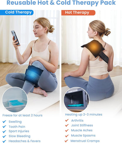 2 Ice Packs for Injuries Reusable, Cold and Hot Packs for Injuries, Joint Pain, Muscle Soreness, and Body Inflammation, Adjustable Ice Packs Wraps for Knees, Back, Shoulders, Arms, and Legs