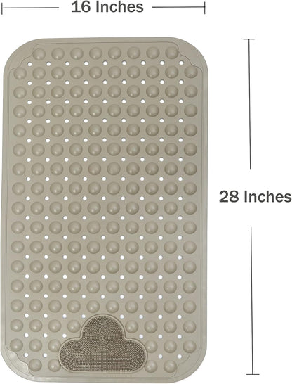 Bath Tub Mat Shower Mat Non Slip Bathtub Mats with Suction Cups Bath Mat for Tub Bathroom Mats 28" X 16" Machine Washable (Light Brown)