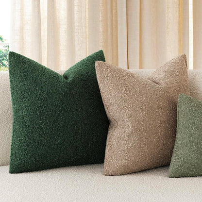 Decorative Textured Boucle Throw Pillow Covers Accent Solid Pillow Cases Neutral Soft Cozy Couch Cushion Case for Chair Sofa Bedroom Living Room Home Decor 16X16 Inch,1Pc,Pine Green
