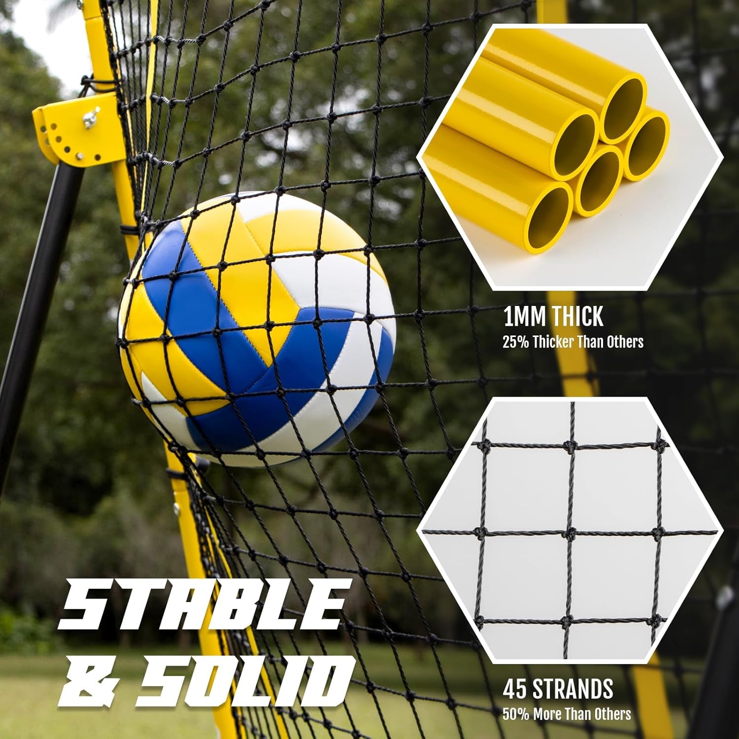 Volleyball Rebounder Net, Volleyball Training Equipment, Bounce Back Net for Volley Ball Practice with 5 Adjustable Rebound Angles 7X4 Ft
