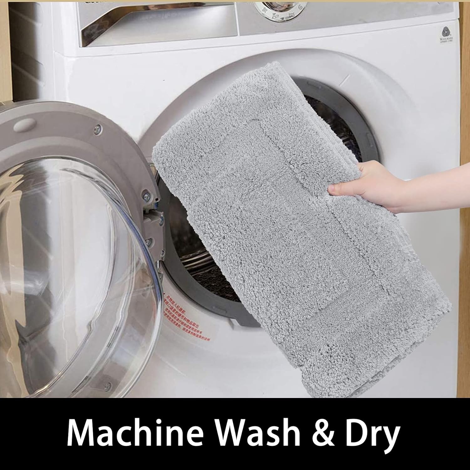 Small Bathroom Rugs Set of 2 Pieces Bath Rugs with U Shape Toilet Rugs Set 16X24 + 20X24 Inch Soft Absorbent Bath Mats Non Slip Plush Shower Rug Machine Washable, Light Grey