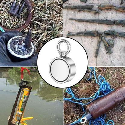 Neodymium Magnet Fishing Kit, 700Lbs Double Side Fishing Magnet Heavy Duty Rare Earth Magnet with Countersunk Hole Eyebolt for Retrieving Items in River, Lake, Beach, Lawn - 2.36Inch Diameter