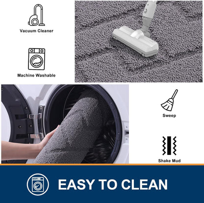 Indoor Door Mat, 32X20, Dirt Resistant and Absorbent, Sturdy Non-Slip Rubber Backing, Easy to Clean, Washable Low-Profile Doormat for Entryway, Grey