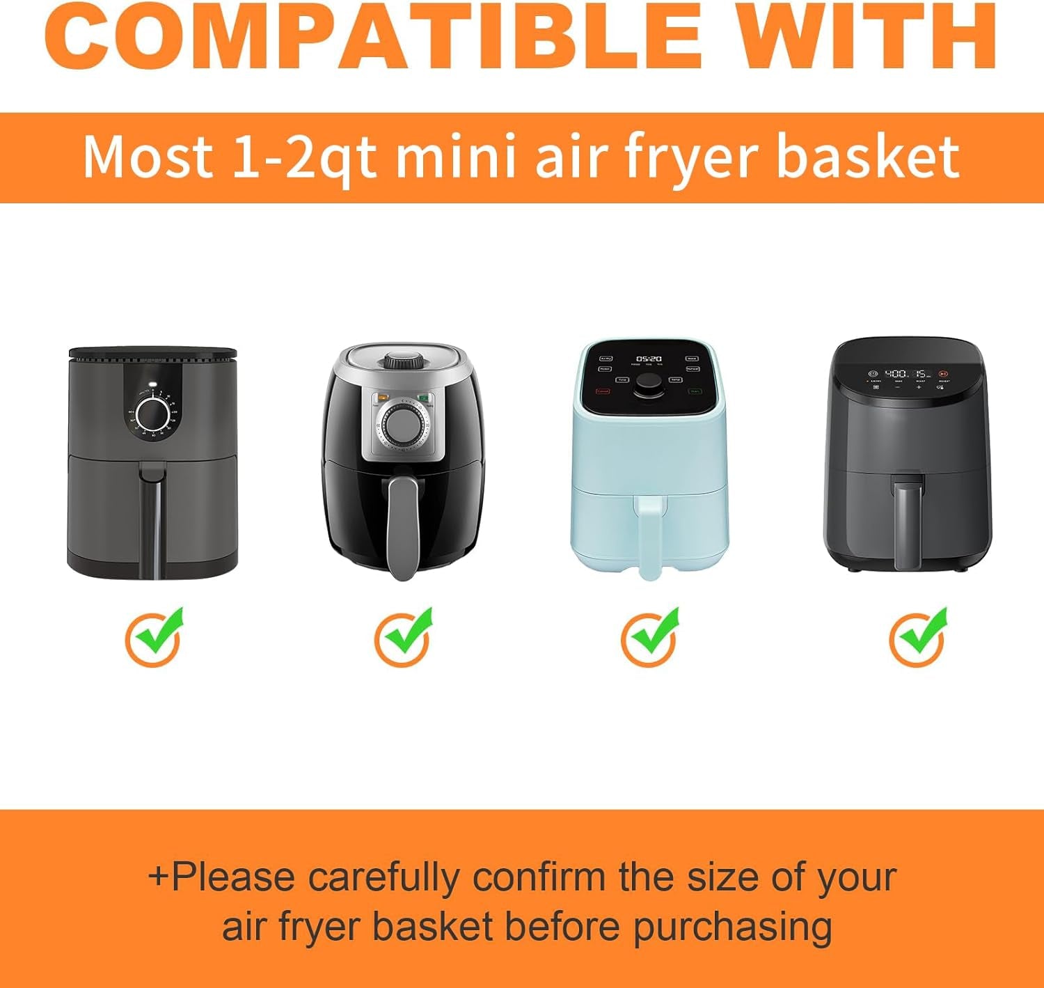 Silicone Air Fryer Liners Reusable for 1-2Qt Air Fryers, 3 Pack Non-Stick round Parchment Paper Airfryer Liner Compatible with Ninja Mini, Instant Vortex 2 QT, CHEFMAN Small, COSORI Small