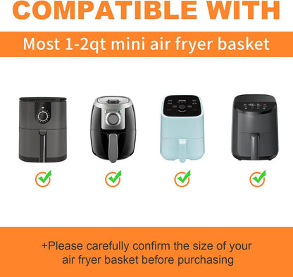 Silicone Air Fryer Liners Reusable for 1-2Qt Air Fryers, 3 Pack Non-Stick round Parchment Paper Airfryer Liner Compatible with Ninja Mini, Instant Vortex 2 QT, CHEFMAN Small, COSORI Small