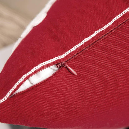 Pack of 2 Christmas Decorative Snowflake Throw Pillow Covers Canvas Embroidery Winter Cushion Cases Holiday Decor Soft Pillowcases for Winter Couch Sofa Bedroom Car（Red, 18X18In）