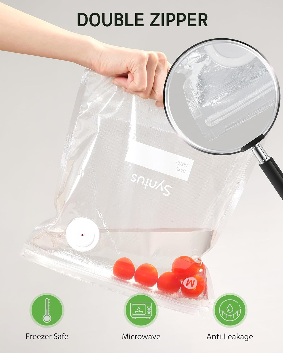 [2025 Upgraded]  Vacuum Sealer Bags for Food, 10 Pcs Medium Size 10" X 13.8" Food Storage Bags for Sous Vide Cooking Microwave Heating, Air Valve Zipper Bags & Zip Clips