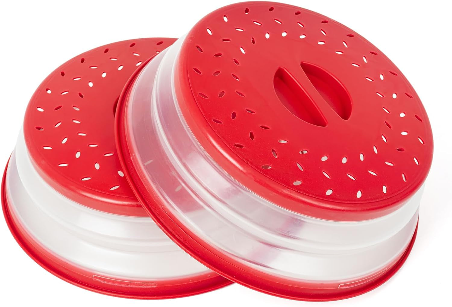 2-Pack Microwave Cover for Food,  Collapsible Microwave Food Cover for anti Splatter, Dishwasher-Safe Bpa-Free, 10.5 Inch, Red