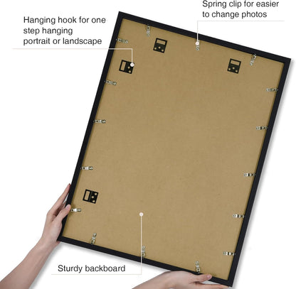 18X24 Picture Frame with Plexiglass - Large Black Poster Frame for Wall Display - Includes 16X20 Mat, Made of Durable PVC Design - 1 Pack