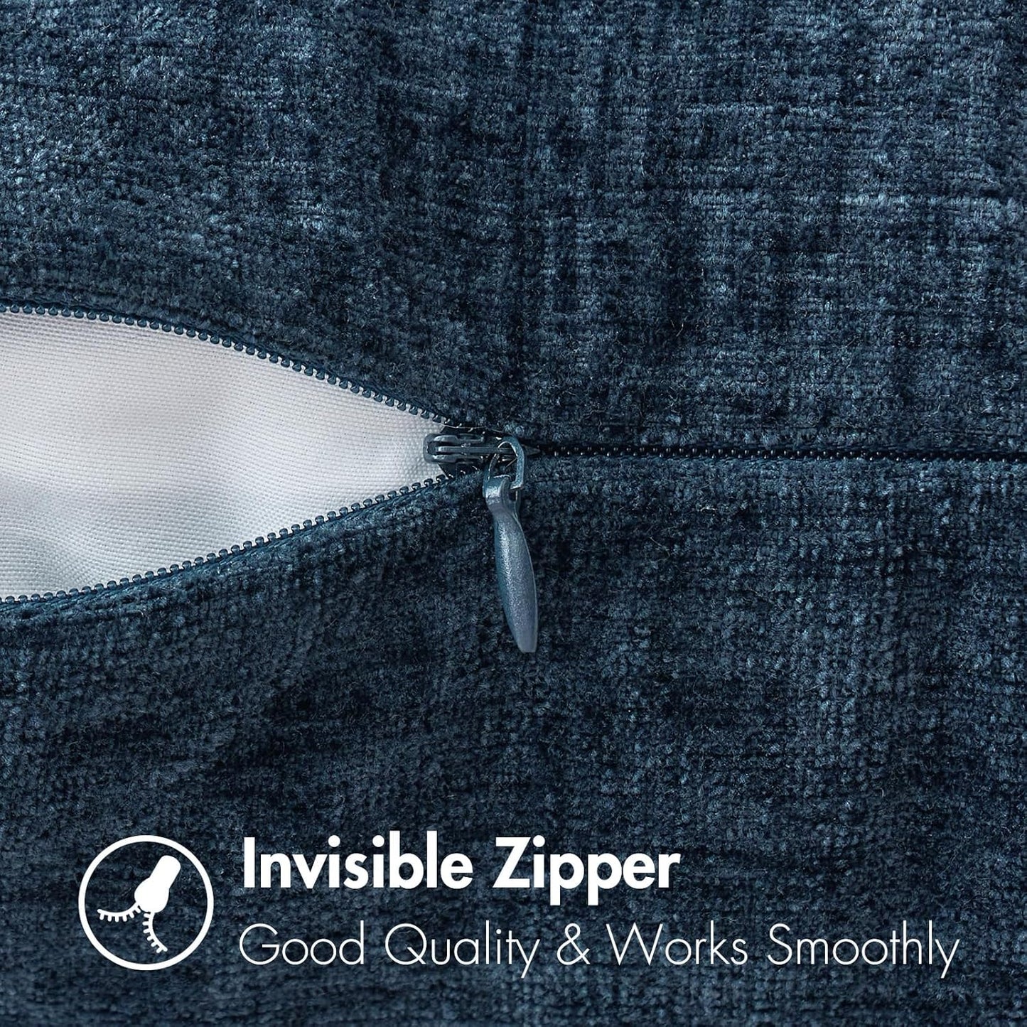 Pack of 2 Blue Throw Pillow Covers 18X18 Inch Soft Chenille Pillow Covers for Sofa Living Room Couch Solid Dyed Cases