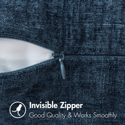 Pack of 2 Blue Throw Pillow Covers 18X18 Inch Soft Chenille Pillow Covers for Sofa Living Room Couch Solid Dyed Cases