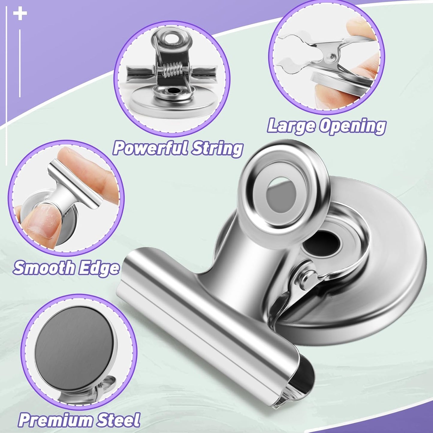 Heavy-Duty Magnetic Clips, 60-Pack Refrigerator and Whiteboard Magnets for Office, Classroom, and Home (Silver)