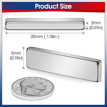 80-Pack Neodymium Bar Magnets - Rare Earth Small Magnets for Crafts, Refrigerators, Doors, Nails, and Cabinets