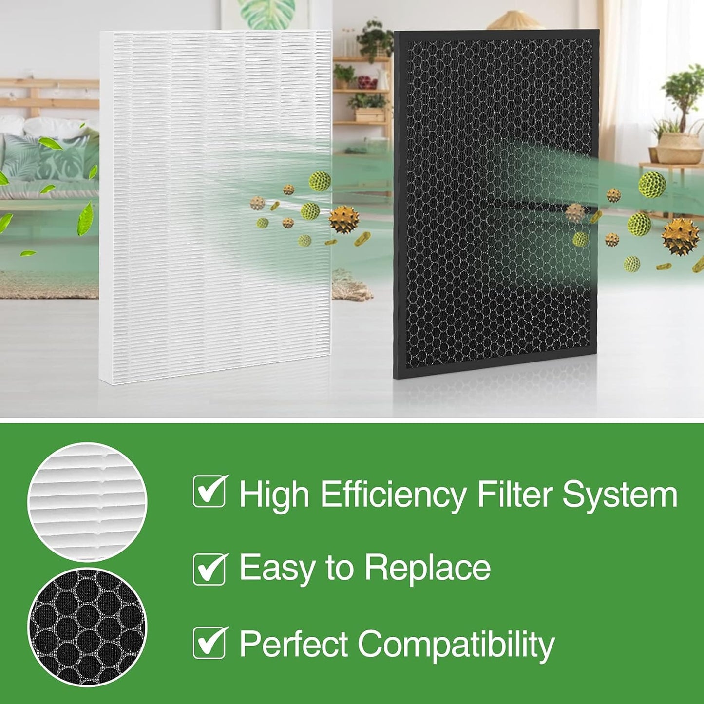 HR900 Filter Replacement Compatible with HR900 Ultimate Pet Purfier (1-Pack HEPA + 1-Pack Carbon Filter)