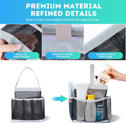 2 Pack Mesh Shower Caddy Portable for College Dorm Room Essentials, Shower Caddy Dorm with 8-Pocket Large Capacity,Shower Bag for Beach,Swimming,Gym
