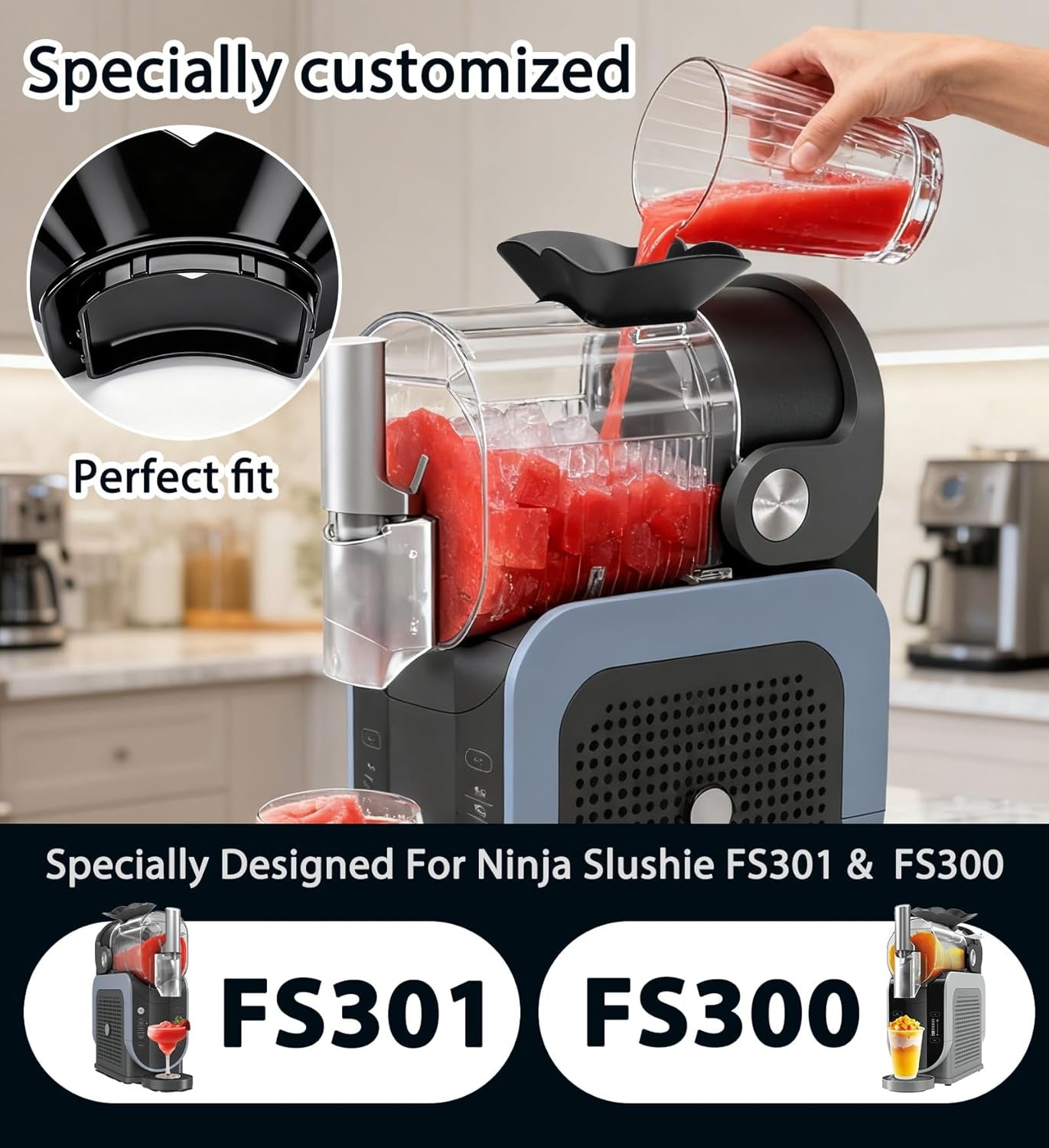 Funnel for Ninja Slushie Machine,Anti-Splash Flow Hood Prevent the Liquid from Spilling for Ninja Slushie Machine Fs301&Fs300,Slushie Machine Accessories