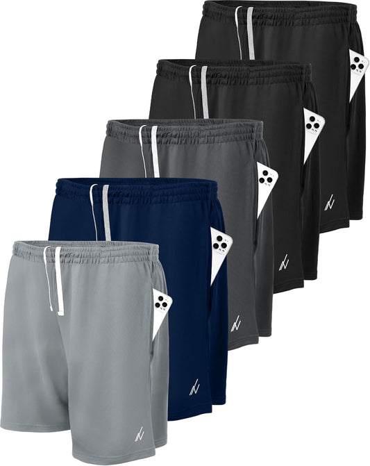 5 Pack Men'S Athletic Shorts Quick Dry Loose-Fit Lightweight Running Workout Gym Shorts with Pockets