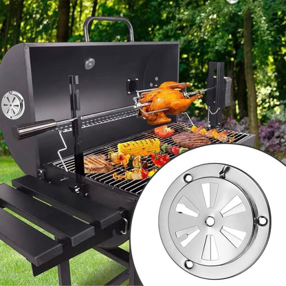 2-Piece Stainless Steel BBQ Grill Smoker Exhaust Vent Damper Set for Airflow Adjustment and Smoke Control, Replacement Parts JMUS20243414