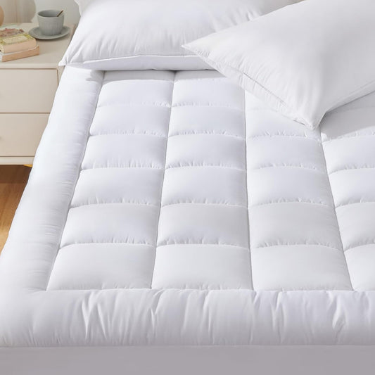 Queen Size Mattress Pad Pillow Top Cotton Cooling Mattress Topper 8-21" Deep Pocket Mattress Cover Quilted Fitted Cooling 450GSM Mattress Protector (60X80 Inch,White)
