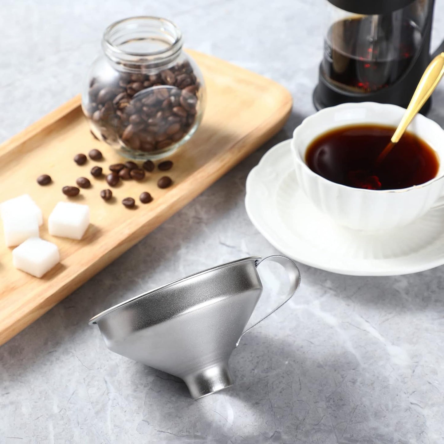 18/8 Stainless Steel Spice Funnel with Handle for Spice Jars - Professional Grade Kitchen Tools