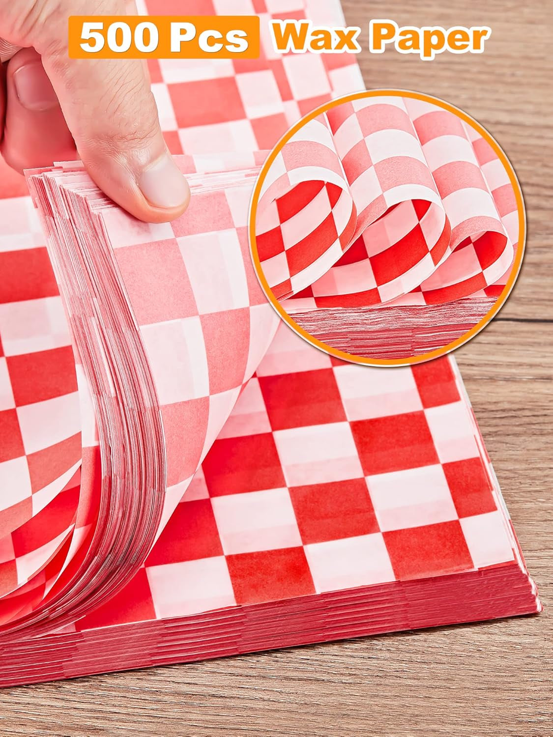 12 X 12 Inches Wax Paper for Food, 500 Pcs Non-Stick Hamburger Patty Paper, Square Sandwich Separators Wrapping Paper, for Lunch, Restaurants, Barbecues, Picnics, Parties, Red Plaid