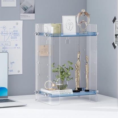 Bathroom Countertop Organizer, 2 Tier Adjustable Corner Makeup & Skincare Organizer with Protective Guard Rail, Transparent Design for Vanity, Bathroom Counter, Ideal for Girls