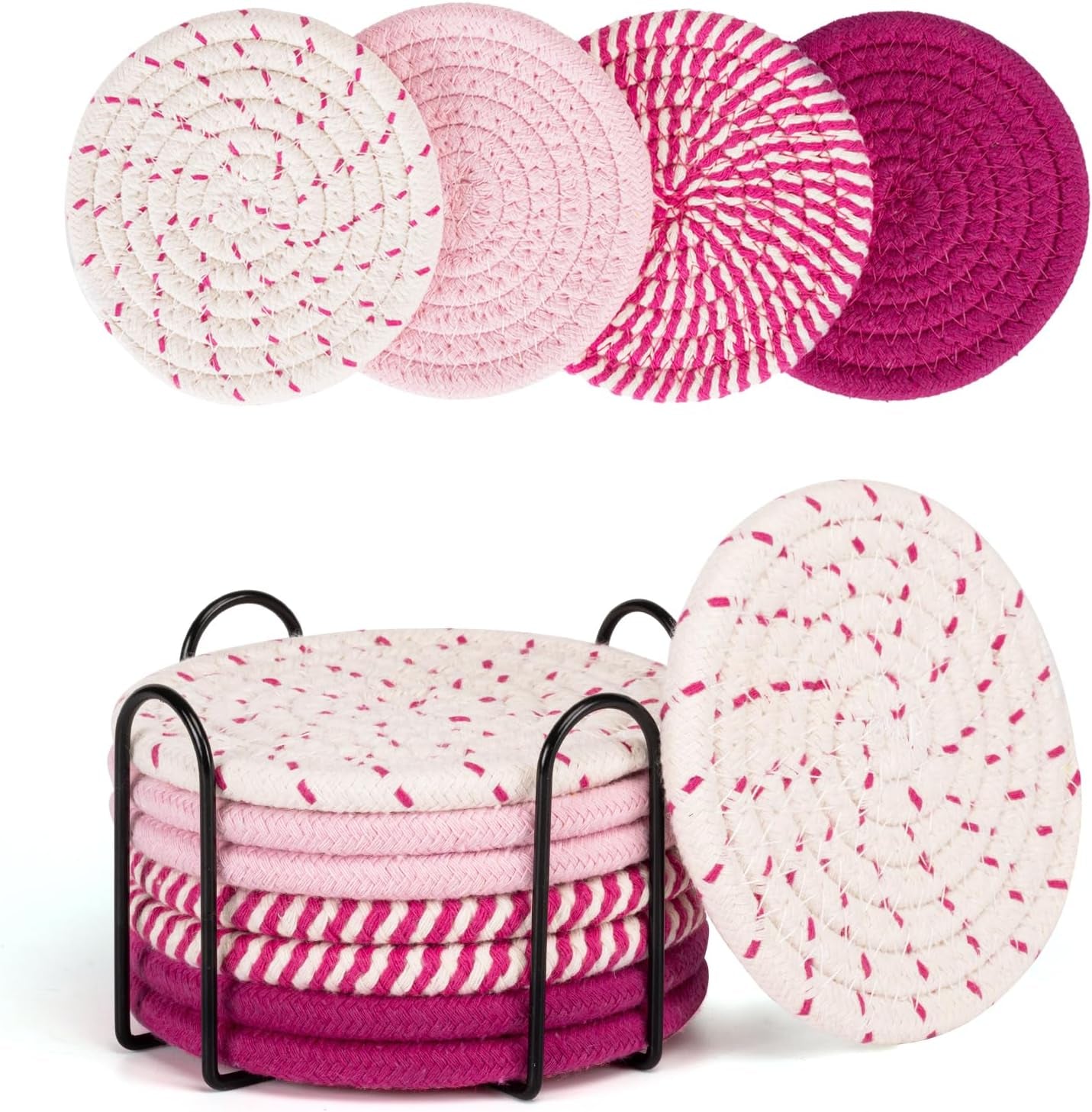 Absorbent Drink Coasters Set of 4 - Pink Coasters for Desk and Home Essentials, Ideal for Kitchen and Dining Coffee Table Decor, Modern Aesthetic