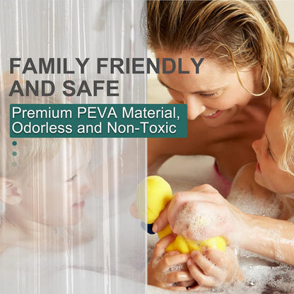 Set of Plastic Shower Curtain Liner and Stainless Steel Shower Curtain Hooks Rings