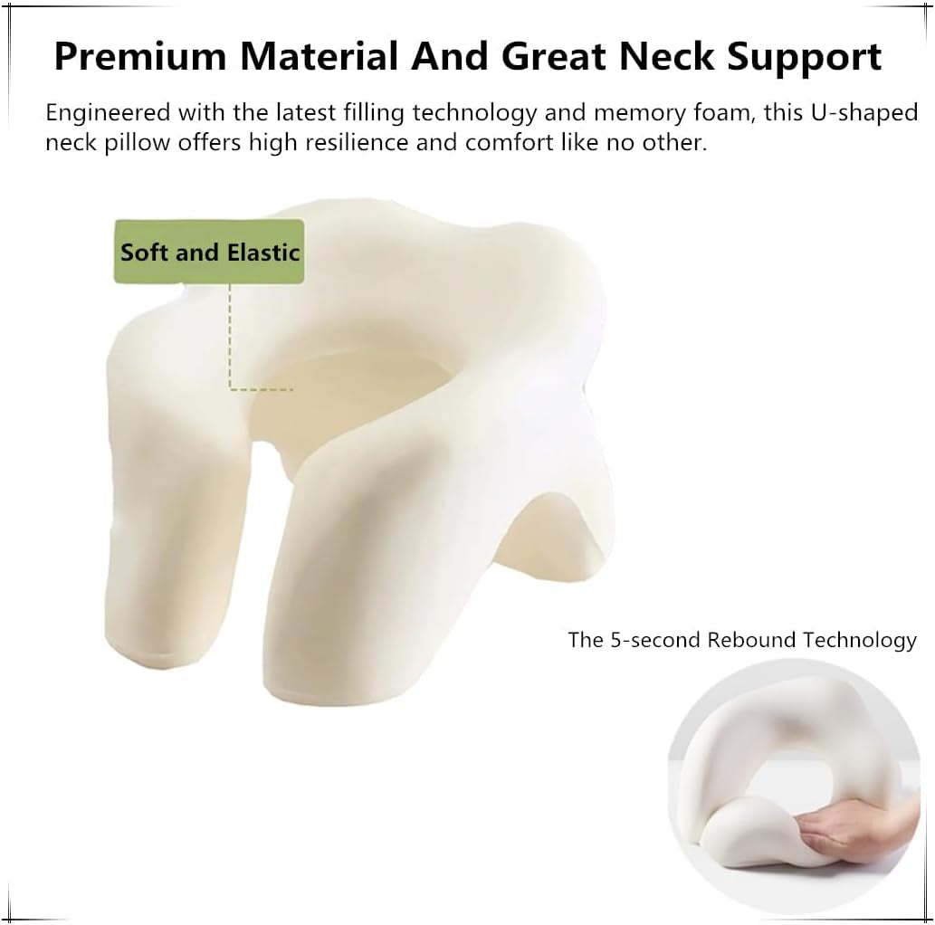 All-Round Head Support Neck Pillow,Memory Foam Travel Neck Pillow for Long Flights, Travel Pillow Comfortable and Breathable Is for Car, Train, Bus Trip,Home and Office Use (Blue)