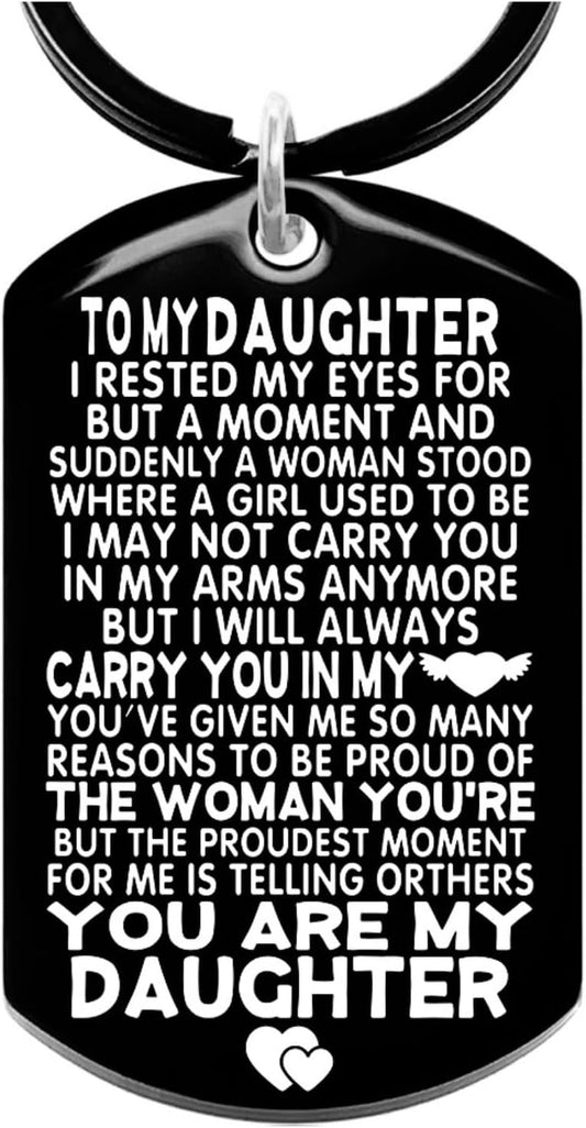 Daughter Gifts for Mothers Day - to MY DAUGHTER Keychain Thanksgiving Valentines Day Birthday Stocking Stuffers Christmas Xmas White Elephant Gift, Daughter'S Easter Basket Stocking Stuffers