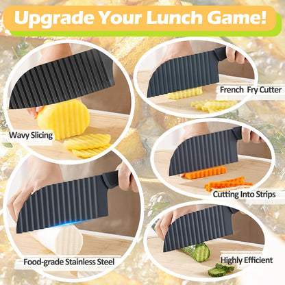 Crinkle Cutter Wavy Slicer for Veggies, French Fry Cutter, Stainless Steel Potato Slicer Wavy Chopper,Vegetable Crinkle Cutting Onion Chopping Tool for Fancy Edges for Cucumber, Kitchen Gadgets