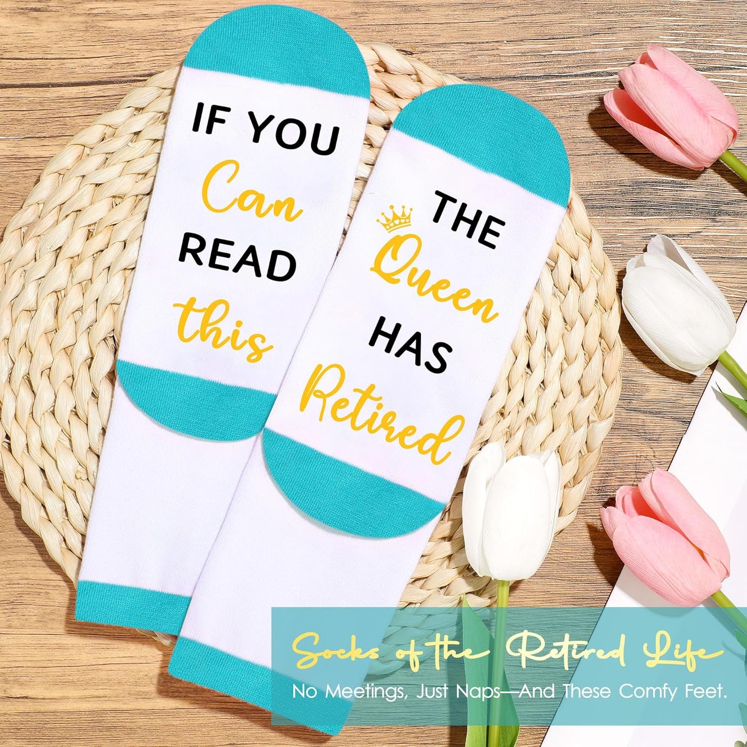 Elegant Retirement Gift Basket for Women 2025 - Thoughtful Retirement Gifts for Coworkers, Teachers, Nurses, Friends, Bosses, Moms, Grandmas, and Retirees, Featuring a 20oz Tumbler, Greeting Card, and "The Queen Has Retired" Socks