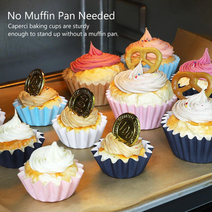 Grease-Resistant Navy Blue Mini Cupcake Liners 200 Counts - Heavy Duty Paper Muffin Baking Cups, Odorless, No Muffin Pan Needed, Easily Peels (Navy Blue)