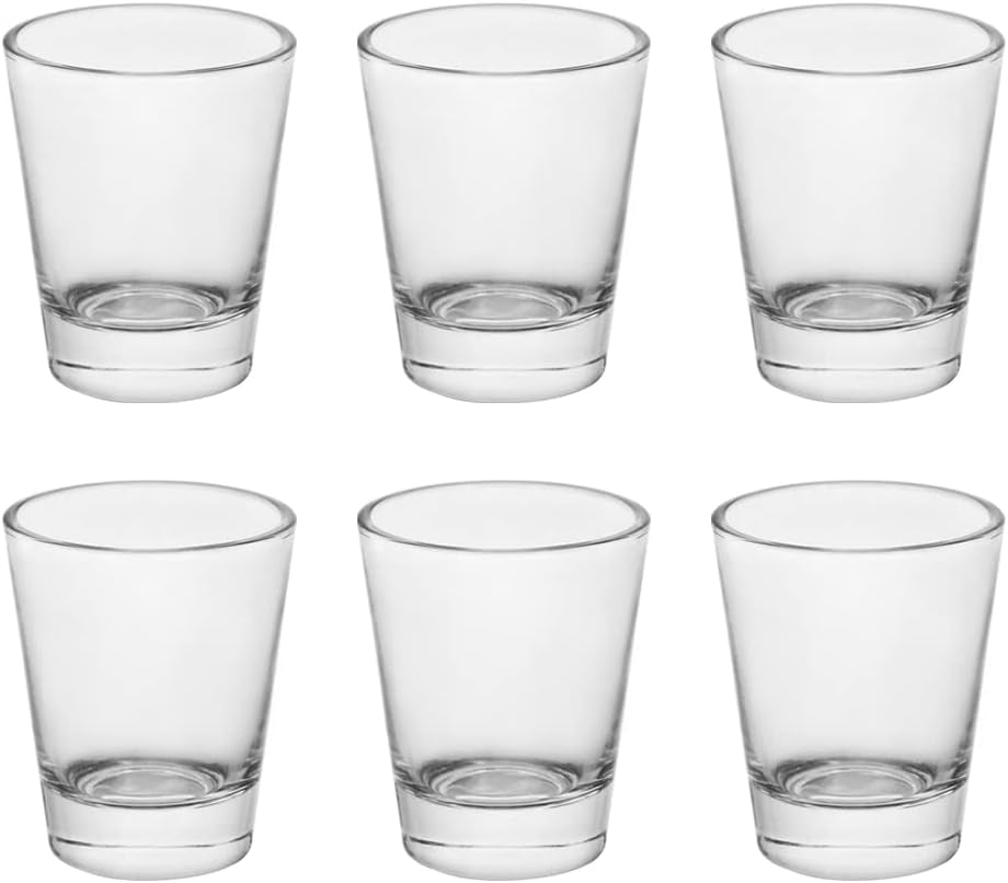Heavy Base Shot Glasses, 1.5 Oz Sets of Clear Shot Glass (6 Pack), Measuring Cup for Espresso, Liquid, and Wine - Heavy Glass (Glass, 6Pack)