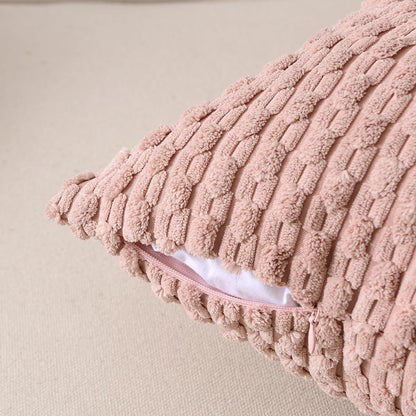 Set of 2 Pink Lumbar Decorative Throw Pillow Covers 12X20 Inch for Couch Living Room Bed Sofa, Modern Farmhouse Boho Home Decor, Soft Plush Corduroy Rectangle Cushion Case 30X50 Cm