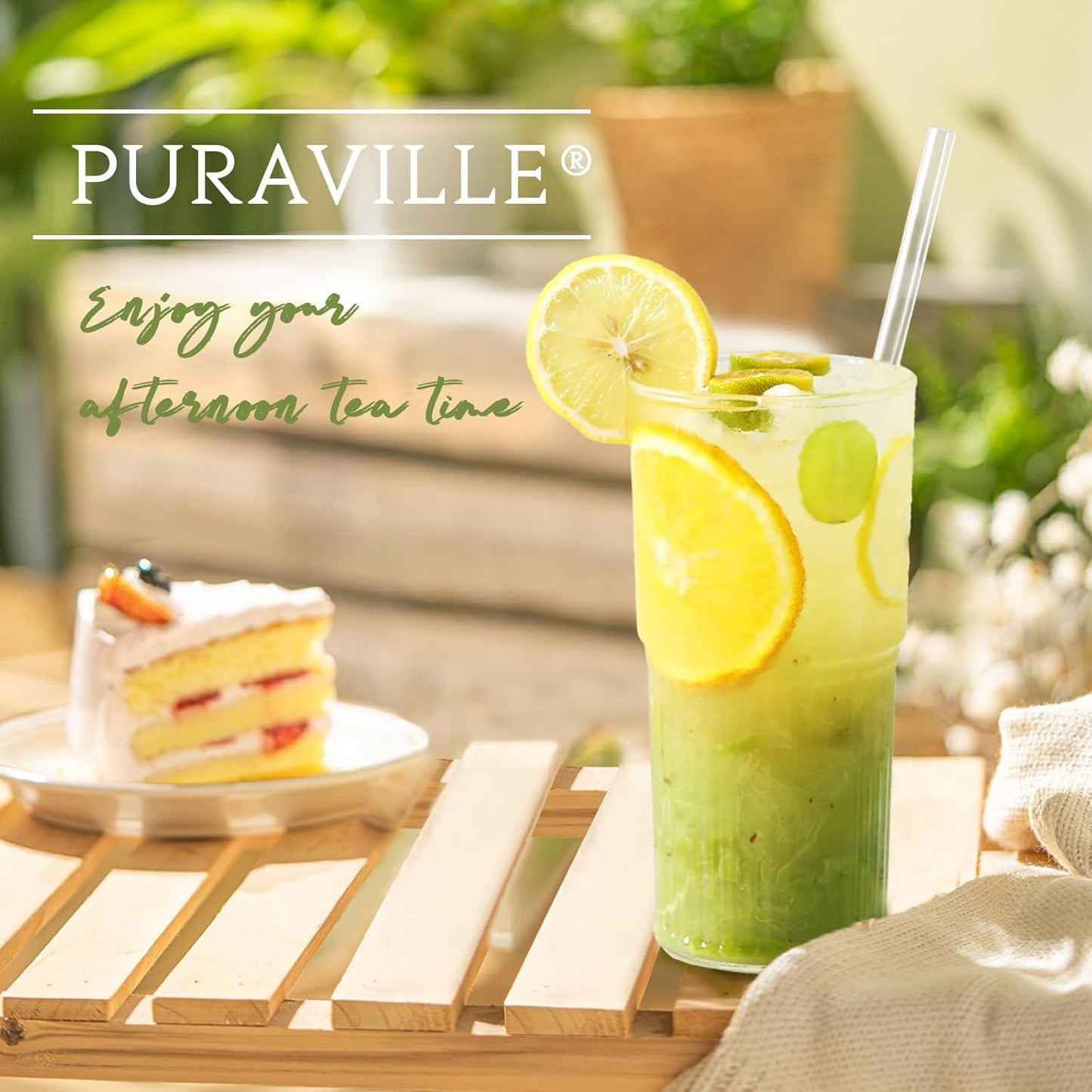 20Oz Glass Cups with Lids and Straws, 4 Pack High Borosilicate Iced Coffee Cups Drinking Glasses Tumbler for Smoothie, Water, Tea, Juice Drinks, Clear