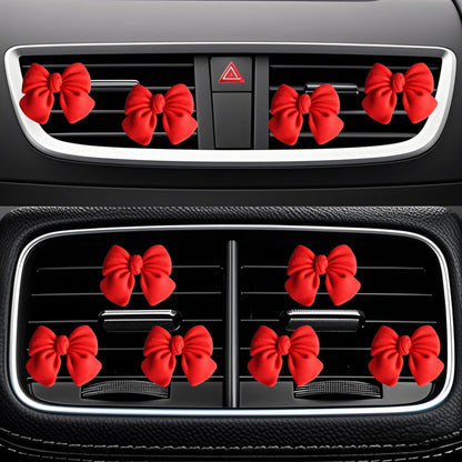 6 Pcs Bow Car Vent Clips (Red)