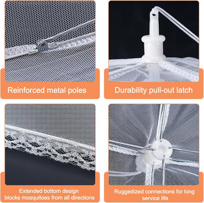 6 Pack Mesh Food Covers,17"Lx17"W Large Food Cover,White Nylon Covers,Pop-Up Serving Dish Covers Tent Umbrella,For Patio Net for Outdoor Camping, Picnics, Parties,Bbq,Collapsible and Reusable