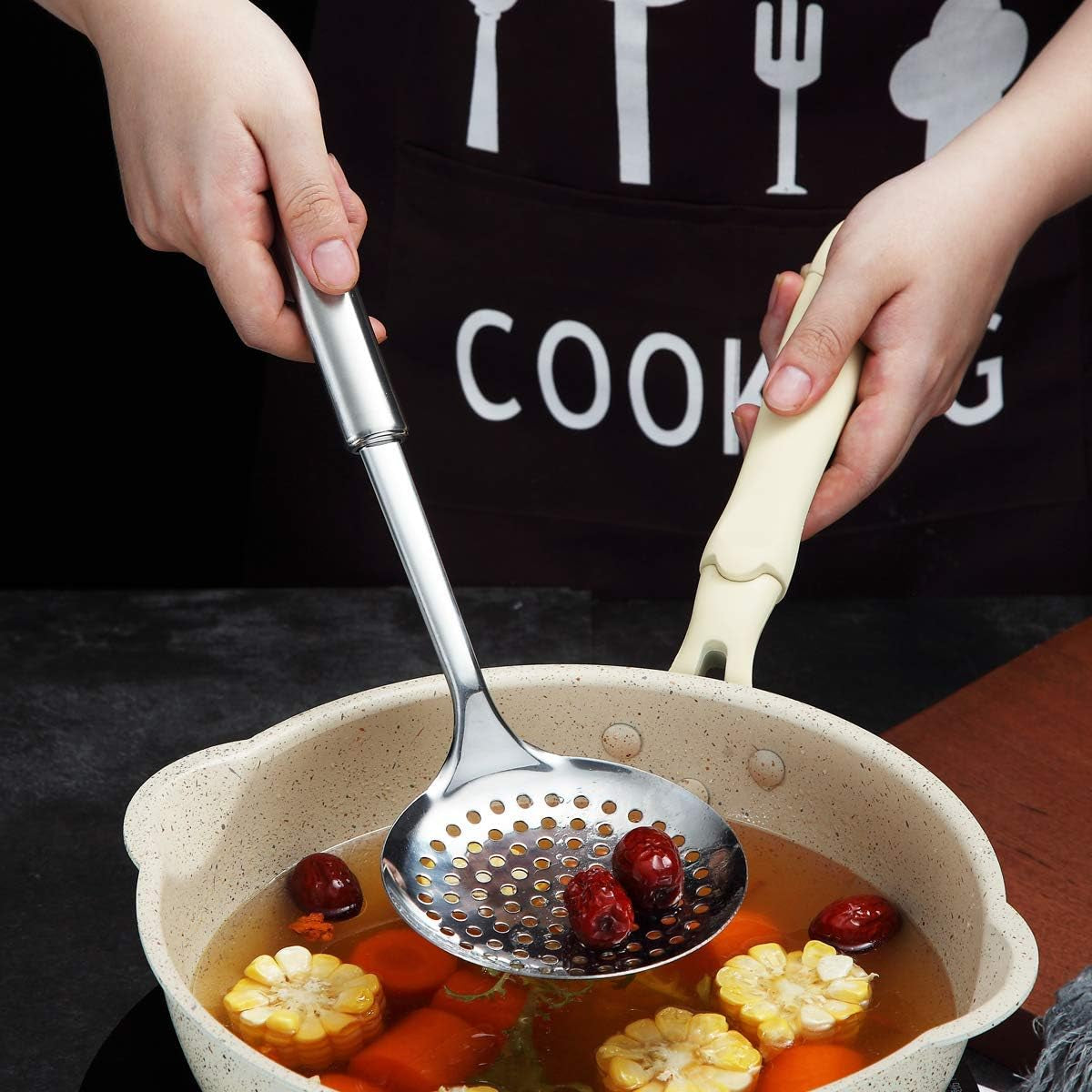 Stainless Steel Slotted Skimmer Spoon for Efficient Straining in Culinary Applications
