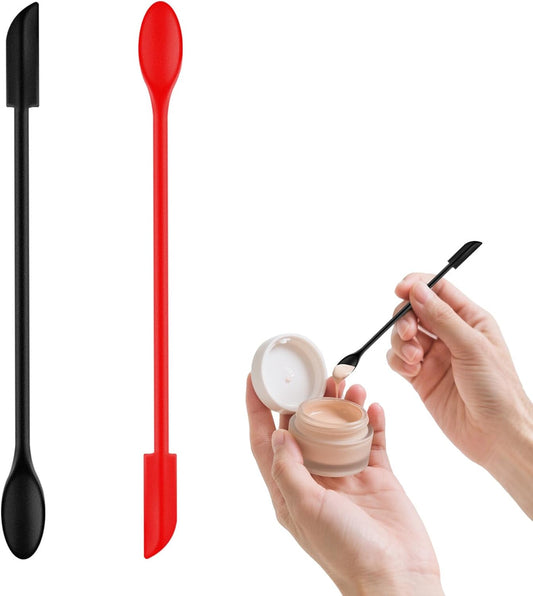 Makeup Spatula Mini Silicone Spatula Set 2Pcs, Dual-Head Small Scraper for Cosmetic Skincare Beauty Face Foundation Lip Lotion Makeup Tools, Tiny Spoon for Narrow Jar Bottle Peanut Butter Kitchen Food